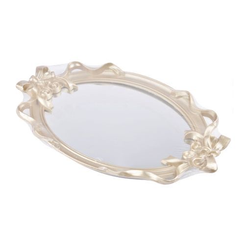 Bandeja Oval Metalizada Dourado C/ Espelho 37x25 Cm (Wx6882) Wellmix