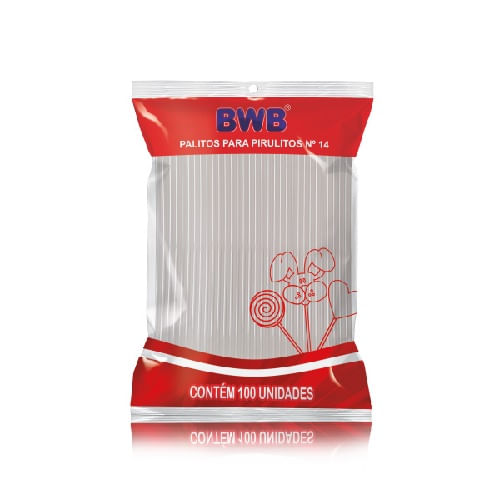 Palito Pirulito Plastico Medio Cristal C/ 100 Un Bwb